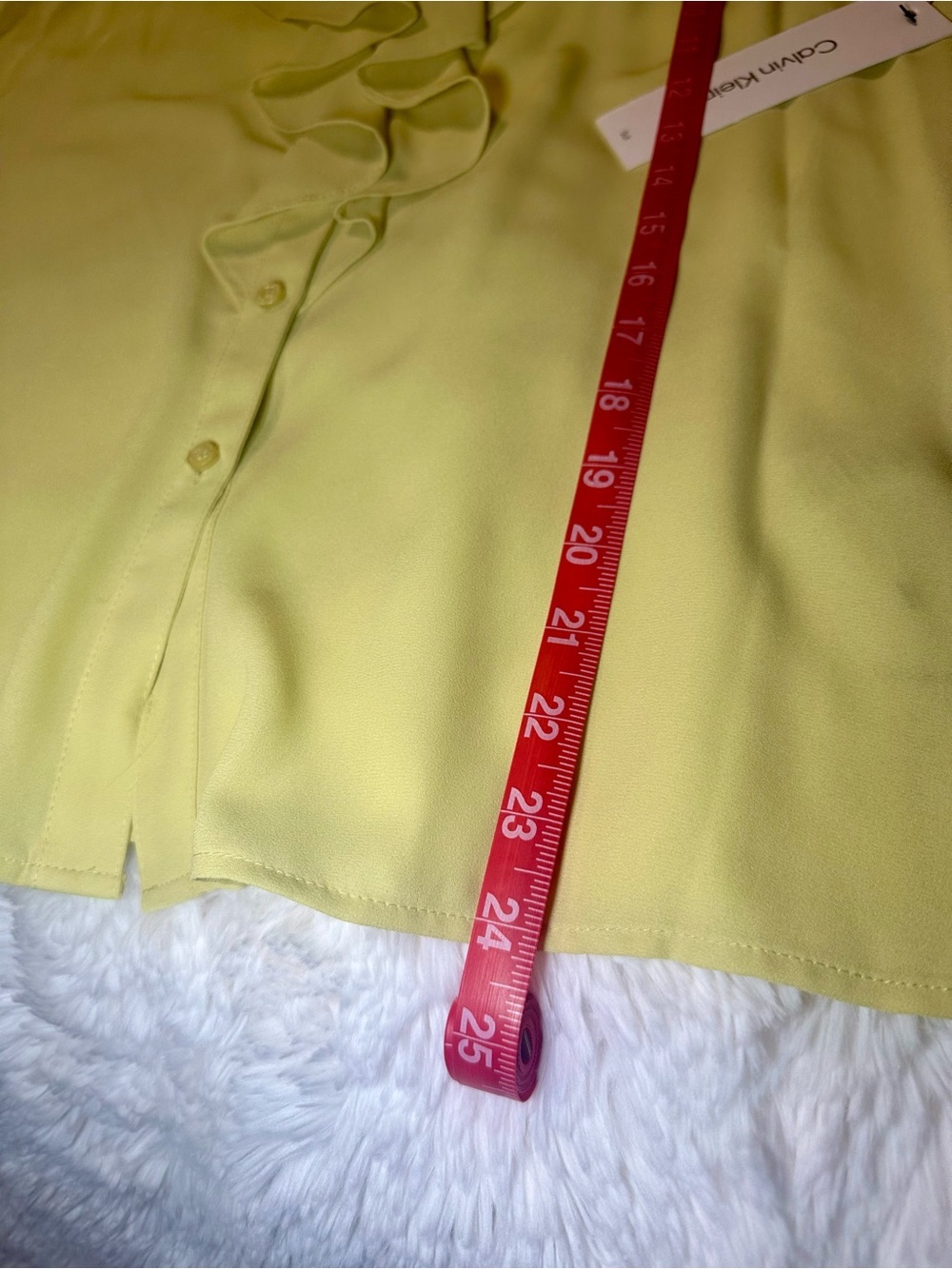 Calvin Klein NWT Ruffle Front Blouse Small Sleeveless Career Office Top Yellow - Picture 8 of 12